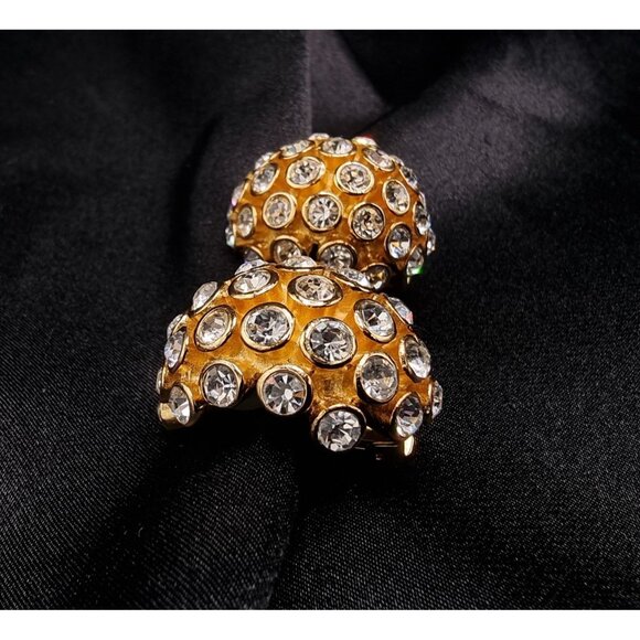 Rare Find Vintage CHRISTIAN DIOR 1990s Gold-Tone Clip-On Earrings - Picture 2 of 7